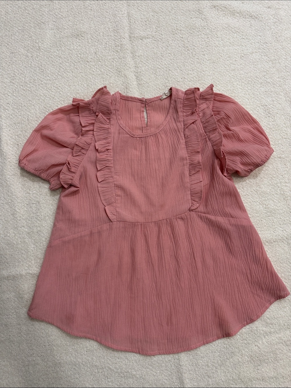 Hayden Dusty Rose Ruffle Peplum Blouse